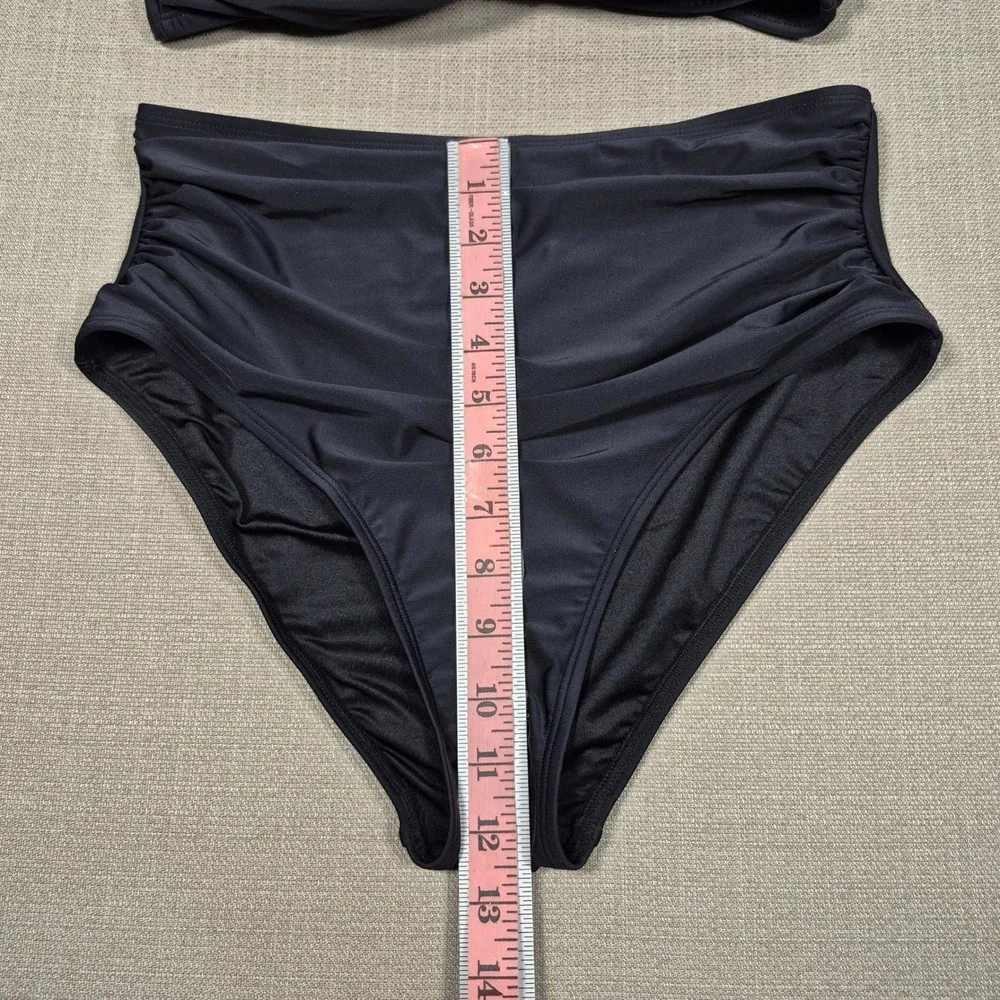 Cupshe‎ Womens Black Underwire High Waisted Ruched Bikini Set Size M New NWT